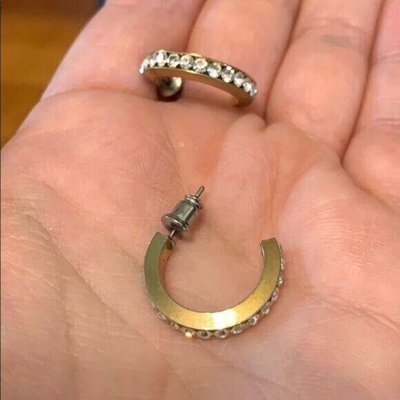 Womens Hoop and Crystal Earrings Gold Tone Post Fashion Jewelry - Picture 2 of 5